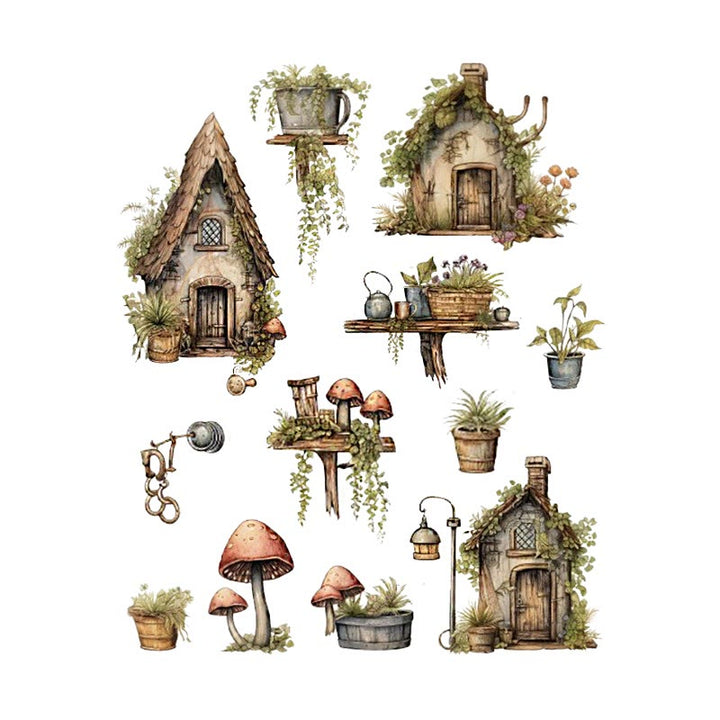 Mushroom House Series Sticker For DIY Journal Decor