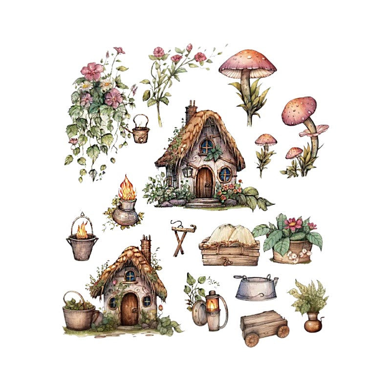 Mushroom House Series Sticker For DIY Journal Decor