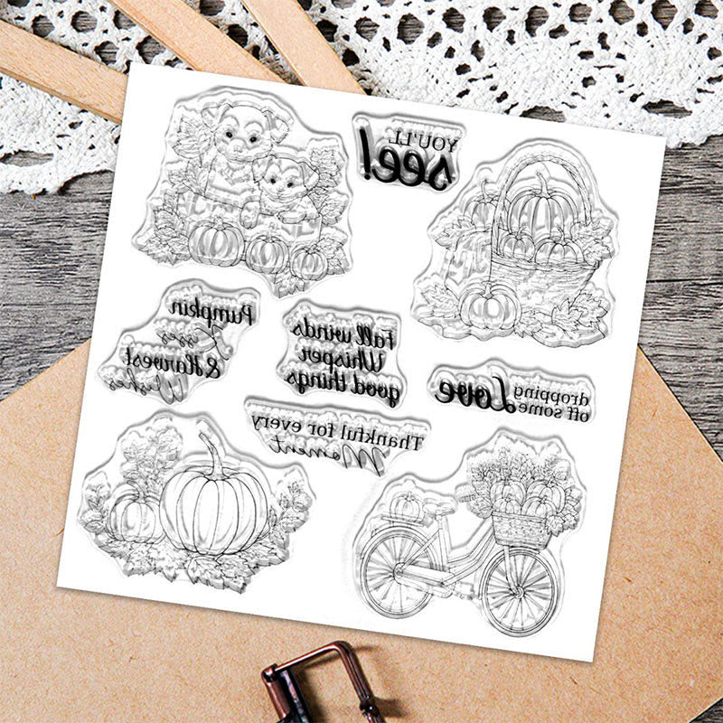 Golden Fall Thanksgiving Theme Stamps and Dies Set for Card Making