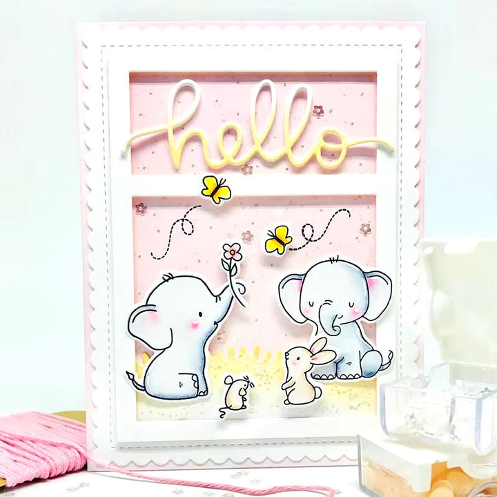 Cute Elephant and Friends Clear Stamps and Dies for Card Making DIY Craft