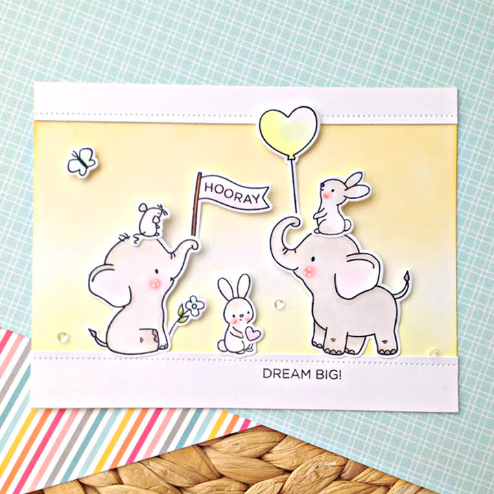 Cute Elephant and Friends Clear Stamps and Dies for Card Making DIY Craft