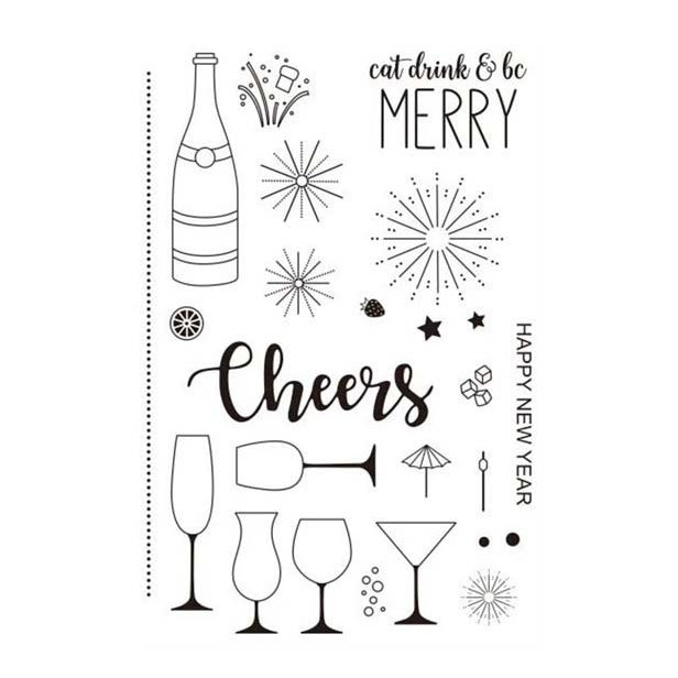 Celebrating Theme Champagne Wineglass Theme Clear Stamp and Dies Set