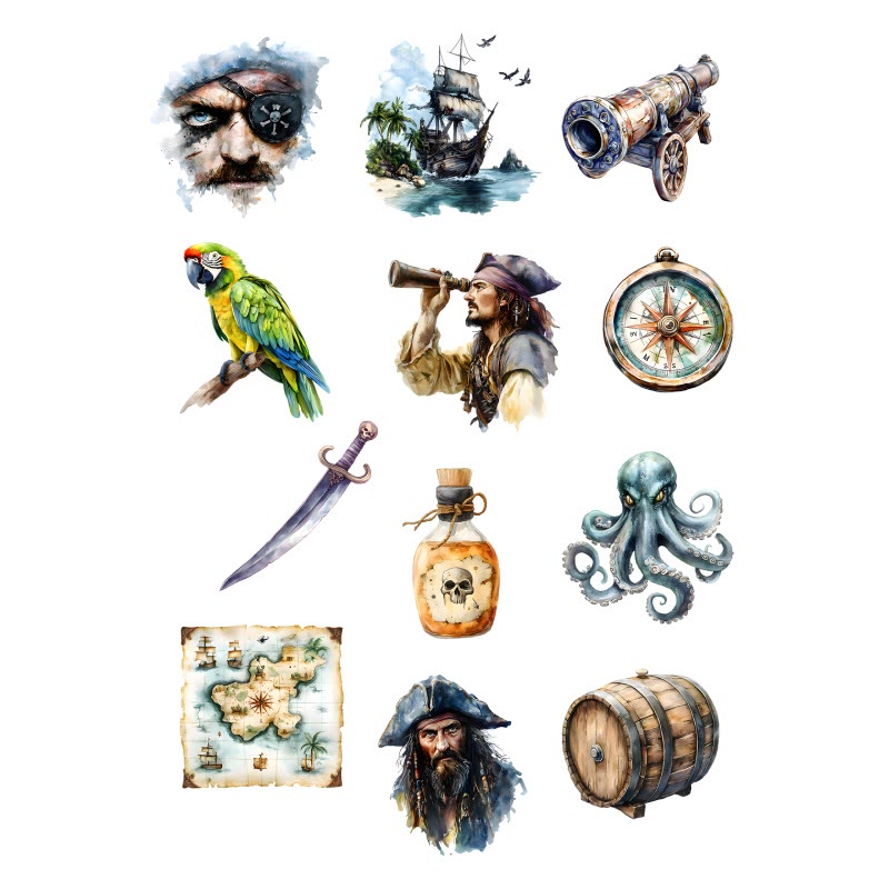 Seafaring Treasure Series Rub On Sticker Transfer Sticker For Crafts