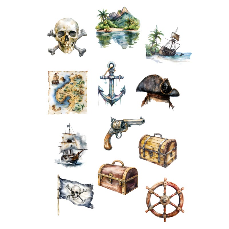 Seafaring Treasure Series Rub On Sticker Transfer Sticker For Crafts