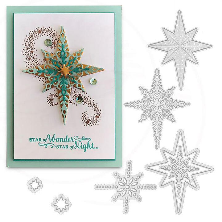 Snowflake Star Silicone Clear Stamps and Metal Cutting Dies Set