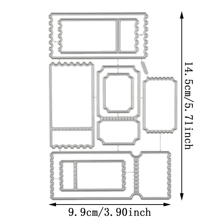 Tickets Frame Pattern Cutting Dies Wave Edge Embossing Stencil