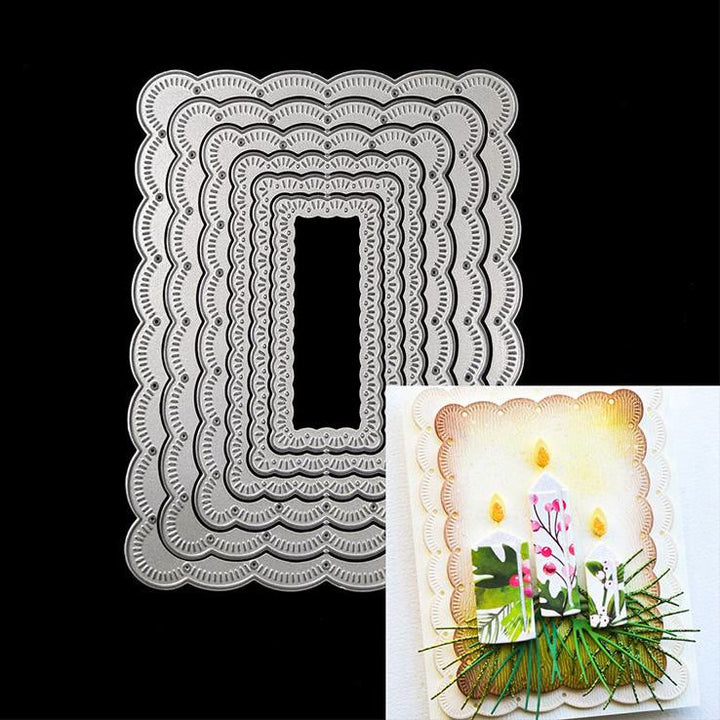 Rectangle Wave Frames Background Cutting Dies DIY Etched Dies