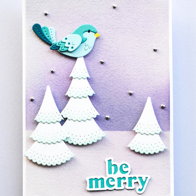 Merry Christmas Text And Bird Die Cuts Set Cutting Die for Card Making