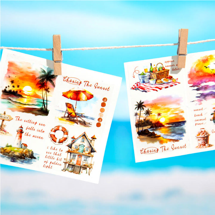 Sea Breeze Series View of Beach PET Rolls Tape Sticker Scrapbooking Supples