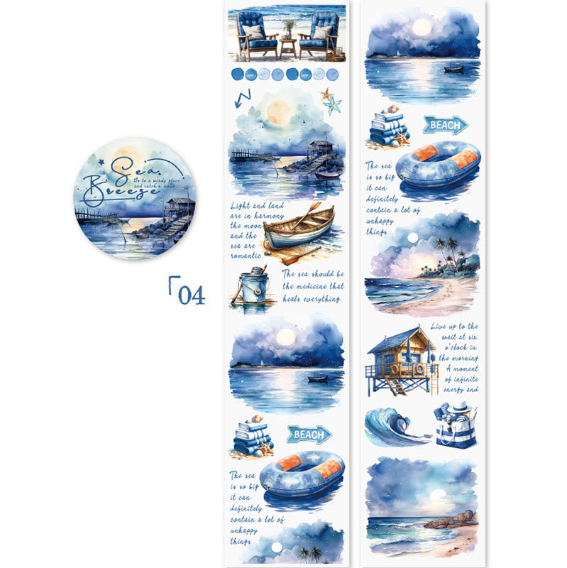 Sea Breeze Series View of Beach PET Rolls Tape Sticker Scrapbooking Supples