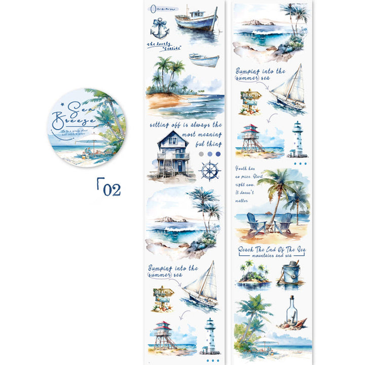 Sea Breeze Series View of Beach PET Rolls Tape Sticker Scrapbooking Supples