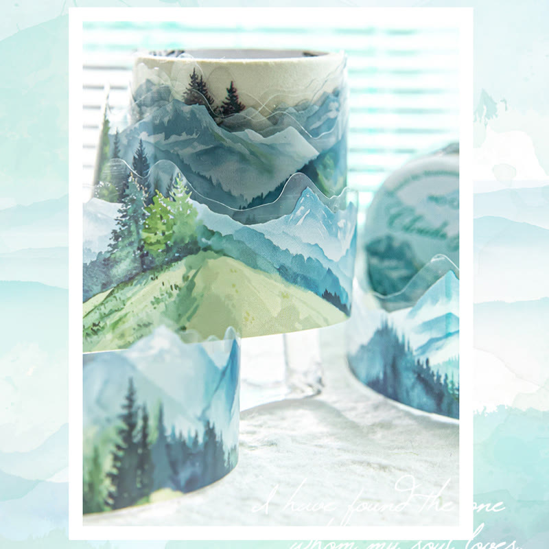 To the Mountain and Sea Series Irregular PET Rolls Tape DIY Loop Stickers