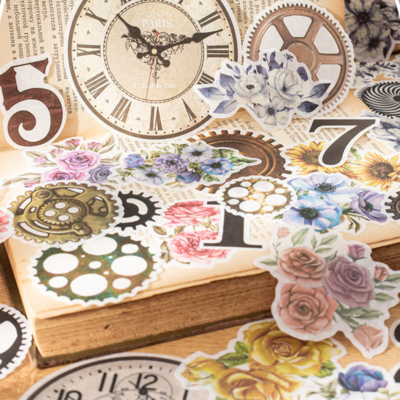 The Gear Of Time Series Sticker For DIY Journal Decor