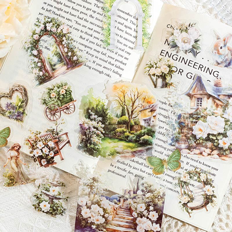 Garden Landscape Book Series Sticker For DIY Journal Decor