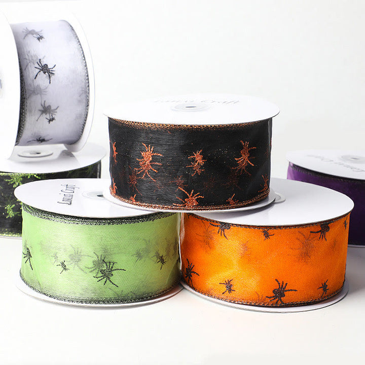 Halloween Cartoon Spider Wrapping Ribbon For Gift Box Packing Decor