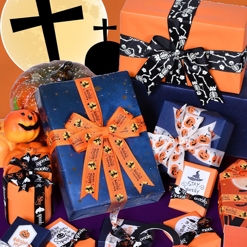 Halloween Pumpkin Wizard Wrapping Ribbon For Gift Box Packing Decor