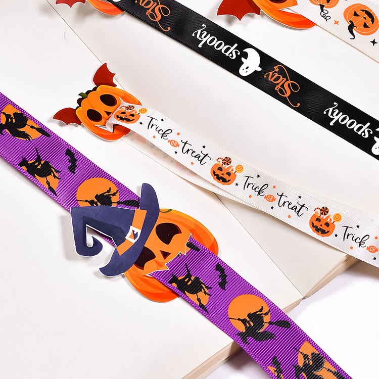 Halloween Pumpkin Wizard Wrapping Ribbon For Gift Box Packing Decor