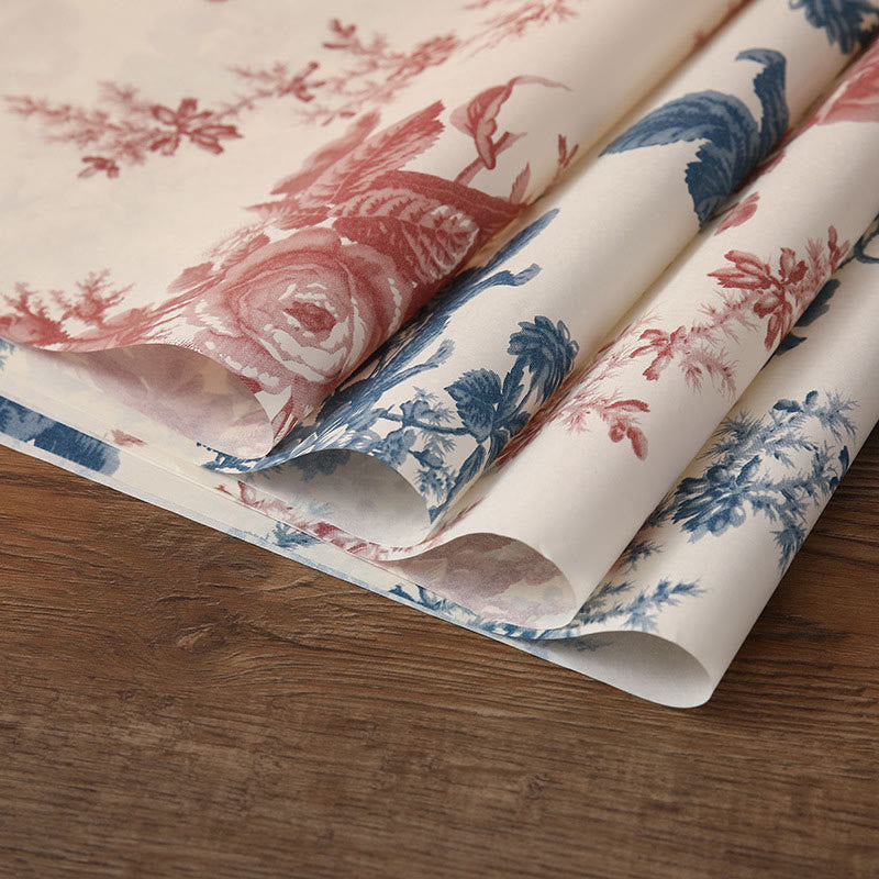 Chinoiserie Peony Blue and White Painting Tissue Paper for Gift Wrapping