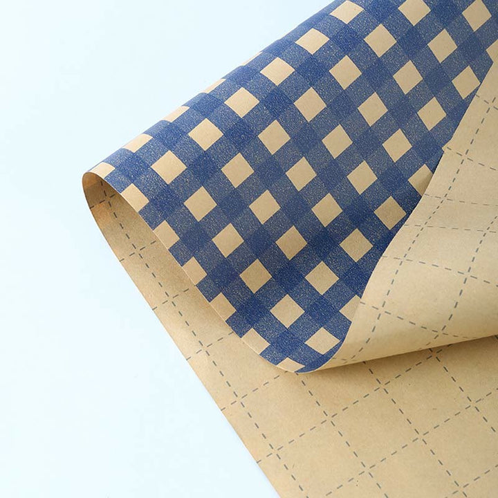 Kraft Wrapping Paper Grid Stripe Pattern Gift Wrap Paper