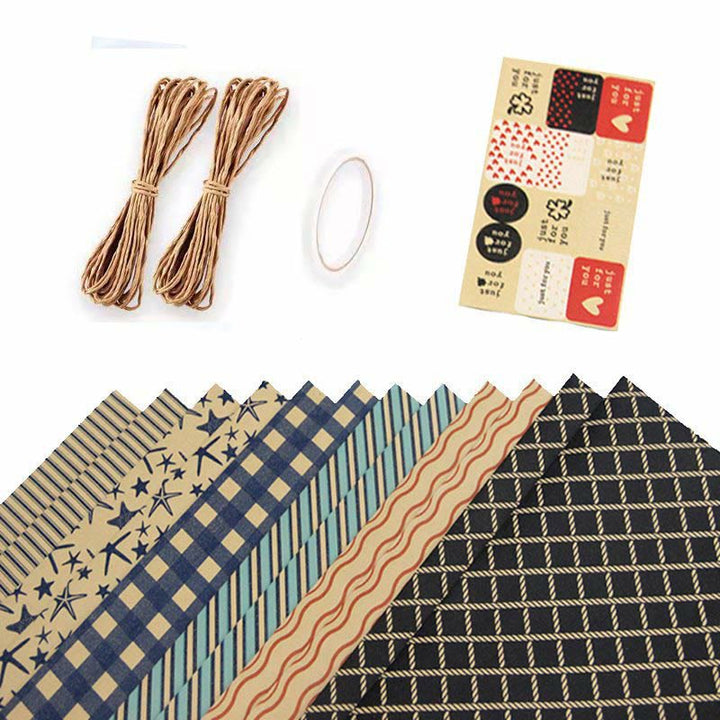 Kraft Wrapping Paper Grid Stripe Pattern Gift Wrap Paper