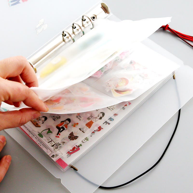 A5/ A6 Loose Leaf Transparent Binder Storage Organizer For Journal Sticker