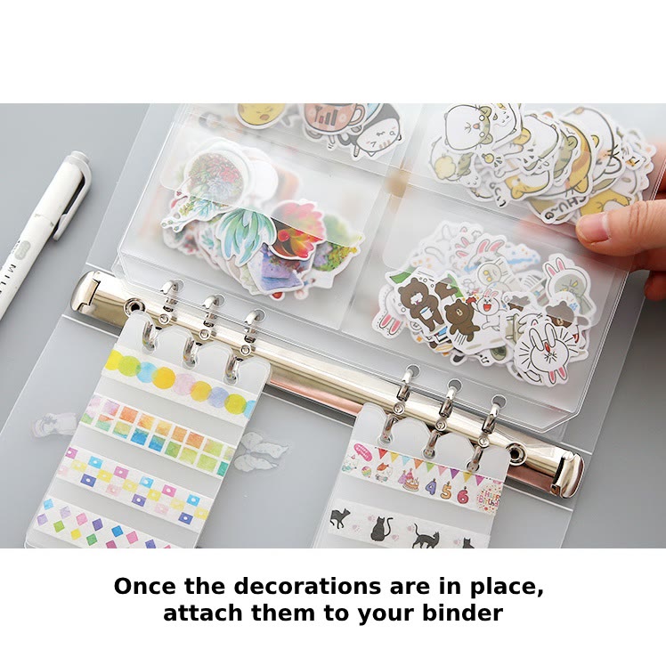 A5/ A6 Loose Leaf Transparent Binder Storage Organizer For Journal Sticker