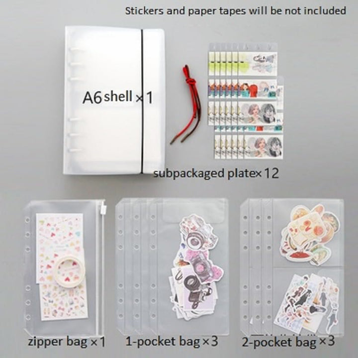 A5/ A6 Loose Leaf Transparent Binder Storage Organizer For Journal Sticker