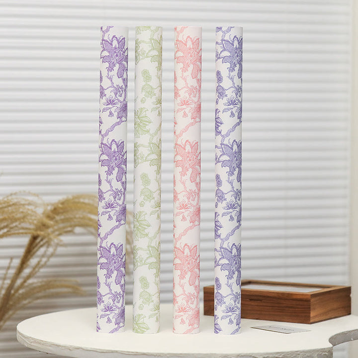 Floral Wrapping Paper Chinoiserie White Backing Gift Wrap Paper