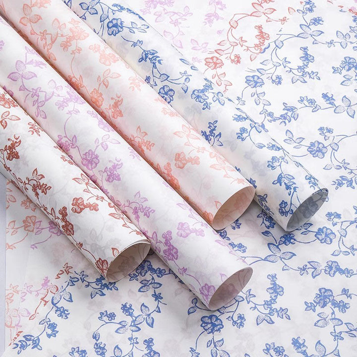 10 Sheets Floral Wrapping Paper Pink White Flowers Gift Wrap Paper