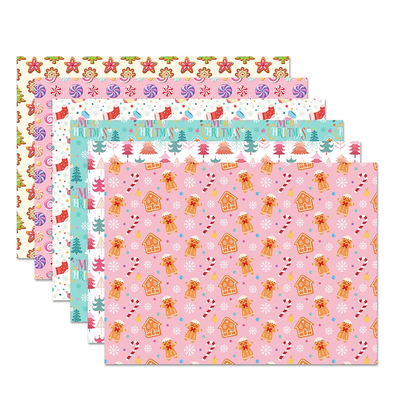 Christmas Wrapping Paper 12 Sheets Candy Print Quality Folded Flat Paper