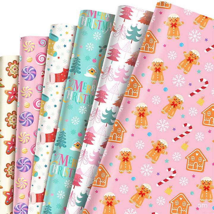 Christmas Wrapping Paper 12 Sheets Candy Print Quality Folded Flat Paper