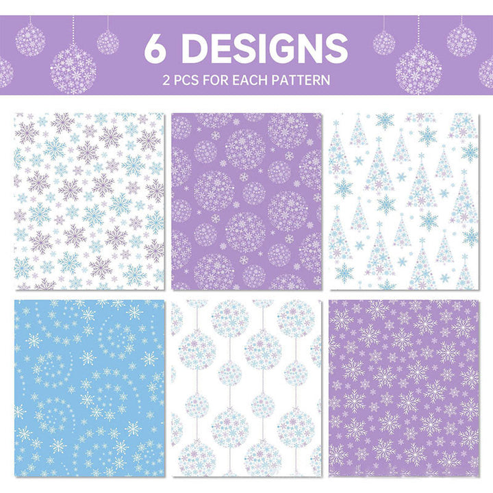 Winter Snowflake Pattern Christmas Gift Wrapping Paper 12 Sheets