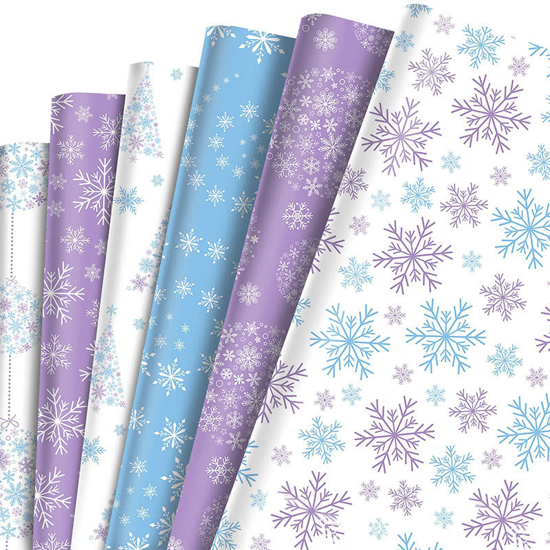 Winter Snowflake Pattern Christmas Gift Wrapping Paper 12 Sheets