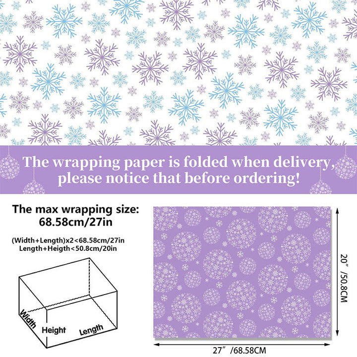 Winter Snowflake Pattern Christmas Gift Wrapping Paper 12 Sheets