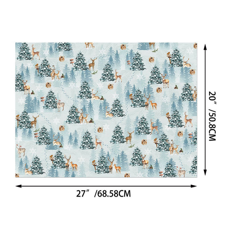 Christmas Gift Wrap Paper Light Blue Tone 12 Sheets Winter Wrapping Paper