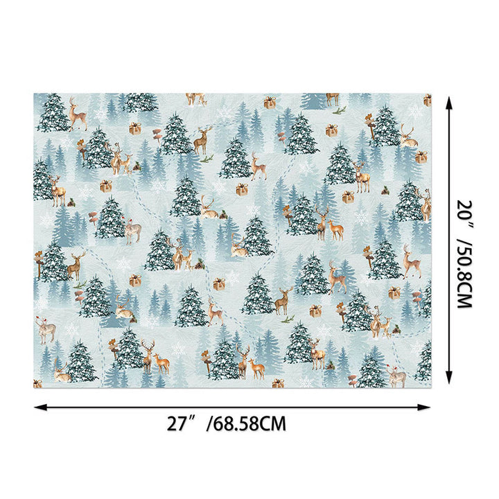 Christmas Gift Wrap Paper Light Blue Tone 12 Sheets Winter Wrapping Paper