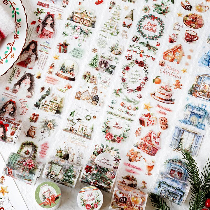 Christmas Theme Matte PET Roll Sticker Tape DIY Scrapbooking Supplies