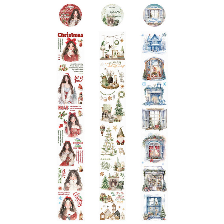 Christmas Theme Matte PET Roll Sticker Tape DIY Scrapbooking Supplies