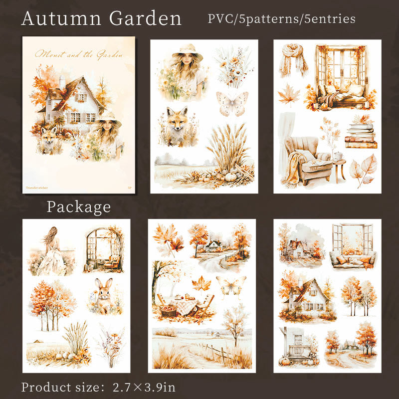 Garden Landscape Theme Rub-on Transfers Sticker Junk Journal Supplies