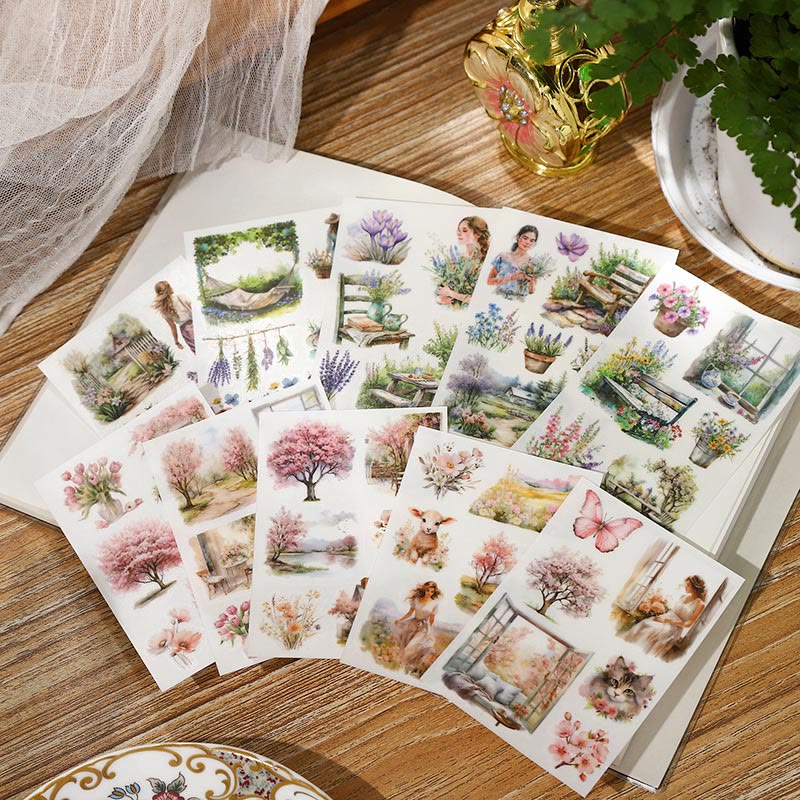 Garden Landscape Theme Rub-on Transfers Sticker Junk Journal Supplies