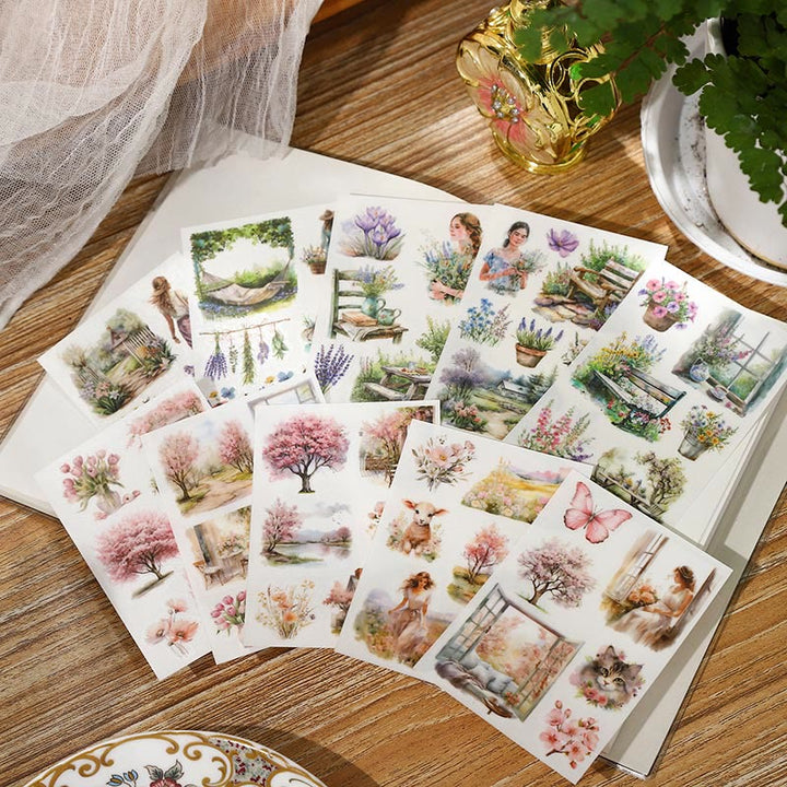 Garden Landscape Theme Rub-on Transfers Sticker Junk Journal Supplies