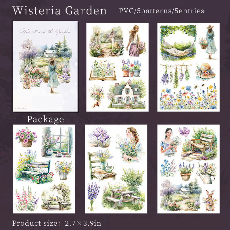 Garden Landscape Theme Rub-on Transfers Sticker Junk Journal Supplies