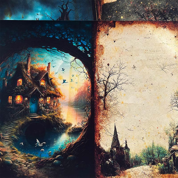 Retro Witch Castle Series Scrapbook Paper Decorative Journaling Paper