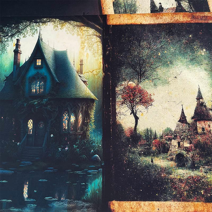 Retro Witch Castle Series Scrapbook Paper Decorative Journaling Paper