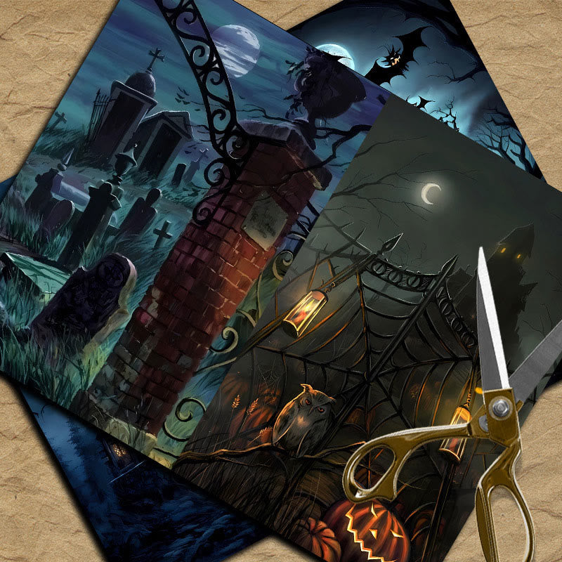 Haunted House Cemetery Series Scrapbook Paper Decorative Journaling Paper