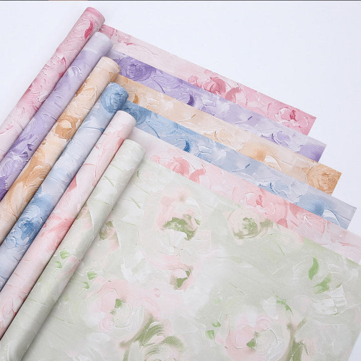 Embossed Floral Wrapping Paper 10 Sheets Kraft Gift Wrap Supply