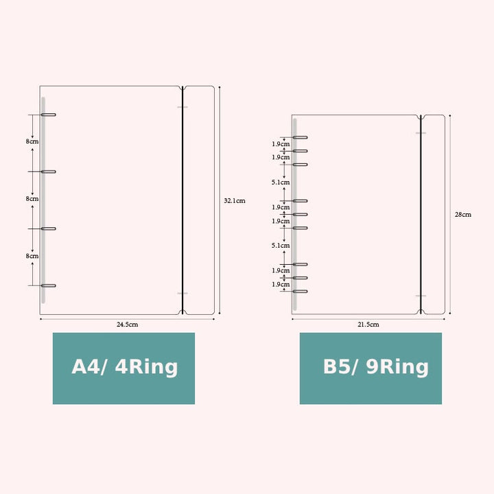 Clear Frosted Loose-Leaf 6-Rings Binder Multi-Size for Storage Scrapbooking