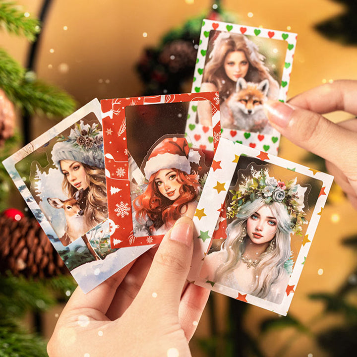 Christmas Polaroid Character Series Stickers For Decorative Journaling Crafts