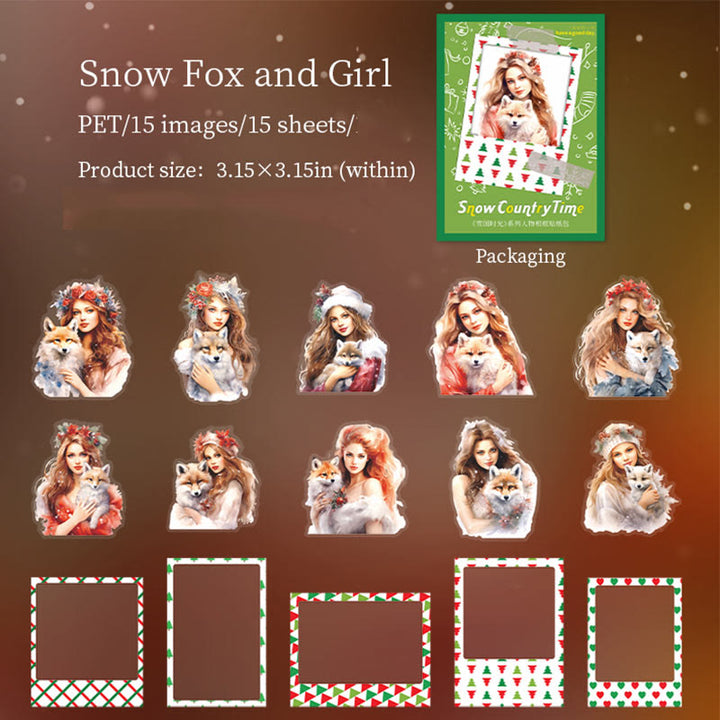 Christmas Polaroid Character Series Stickers For Decorative Journaling Crafts