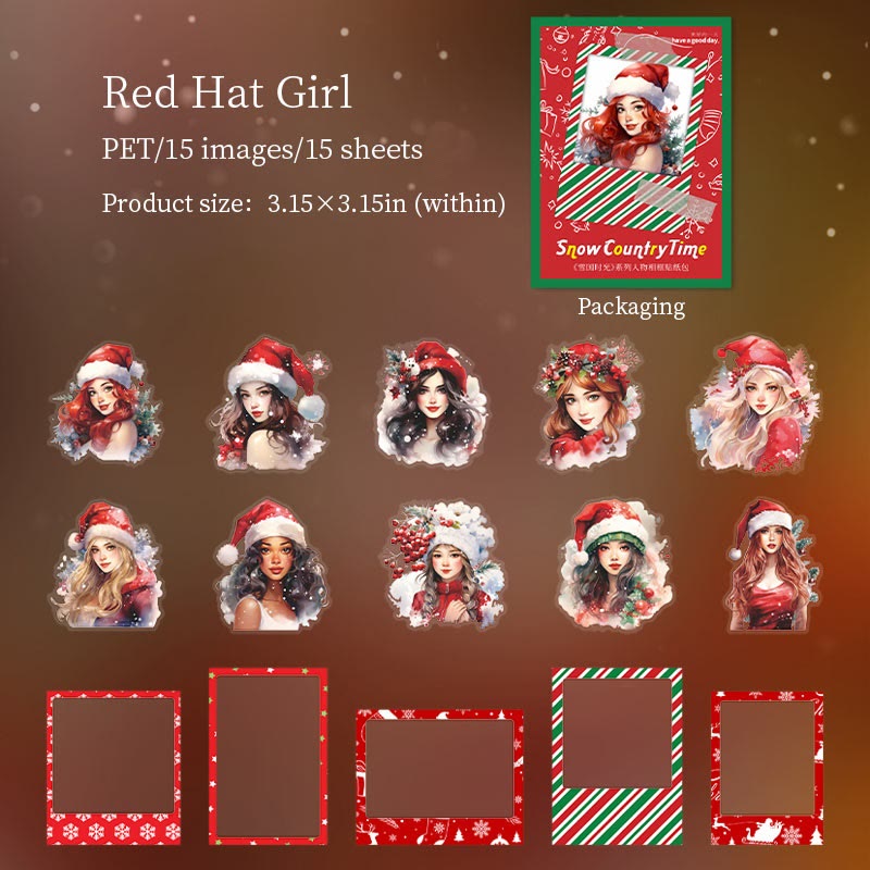 Christmas Polaroid Character Series Stickers For Decorative Journaling Crafts